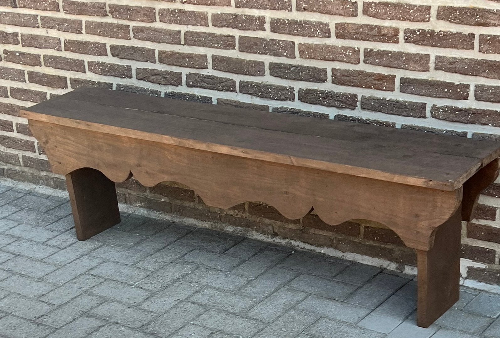 Houten tuinbank L 160 cm x H 48 cm x D 30,5 cm, Ophalen, Gebruikt, Hout