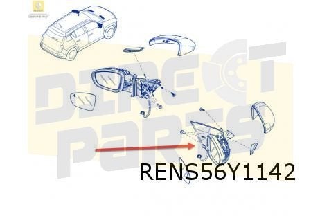 Renault R4 (6/25-) Spiegel Rechts (elb. / verwarmd / el. ink, Neuf, -, Renault, -