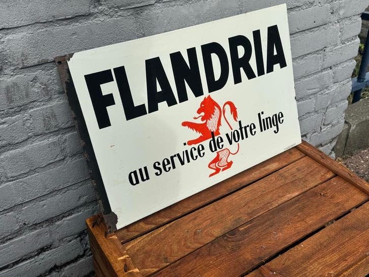 Vintage Flandria Emaille Reclamebord, Antiek en Kunst