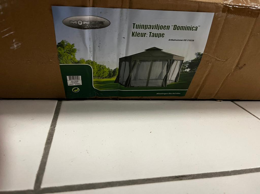 Tuinpaviljoen “Dominica” – Taupe – Nieuw in doos, Ophalen, Nieuw, 4 tot 6 meter, Paviljoen