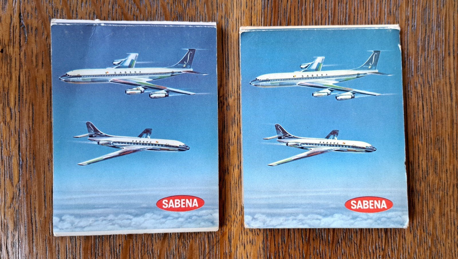 2 oude Sabena-menu's in gigantische luciferzakjes, Verzamelen, Ophalen of Verzenden