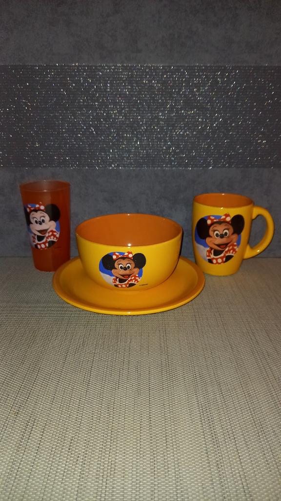 Minnie Mouse ontbijtset, Huis en Inrichting, Keuken | Servies, Ophalen of Verzenden, Zo goed als nieuw, Aardewerk, Kop(pen) en/of Schotel(s)