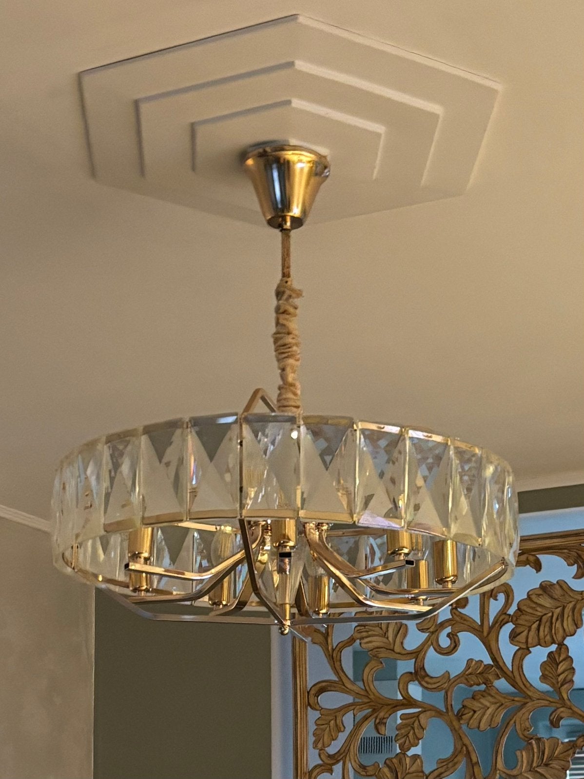 Lustre moderne, Maison & Meubles, Enlèvement, Comme neuf, Verre