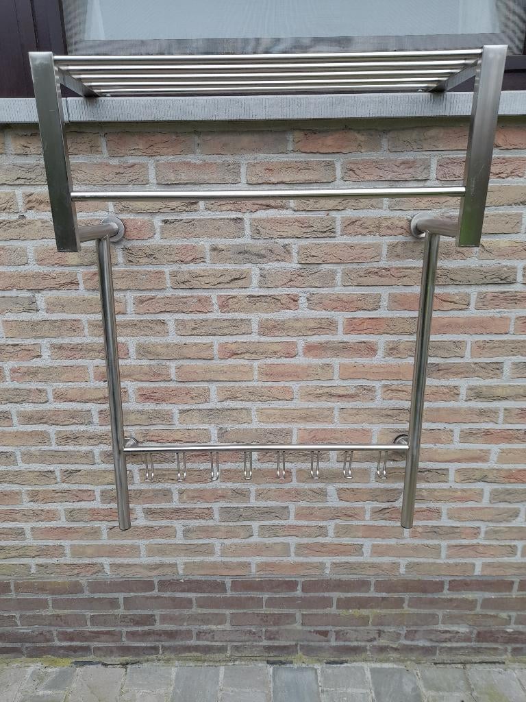inox wandkapstok, 100 tot 150 cm, Zo goed als nieuw, Metaal, Ophalen