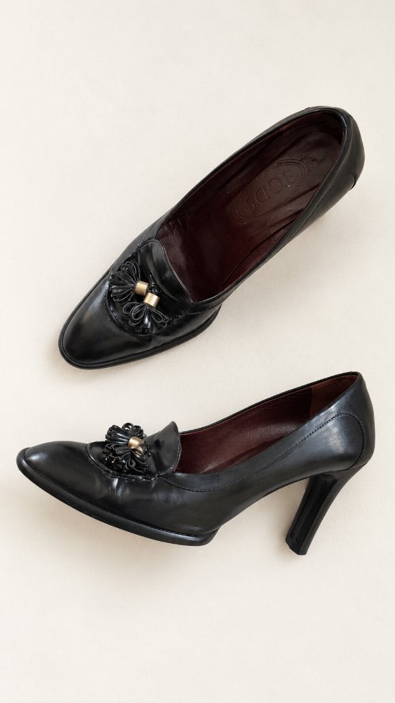 Tod’s leren pumps maat 38,5, Kleding | Dames, Pumps, Zwart, Ophalen of Verzenden, Zo goed als nieuw