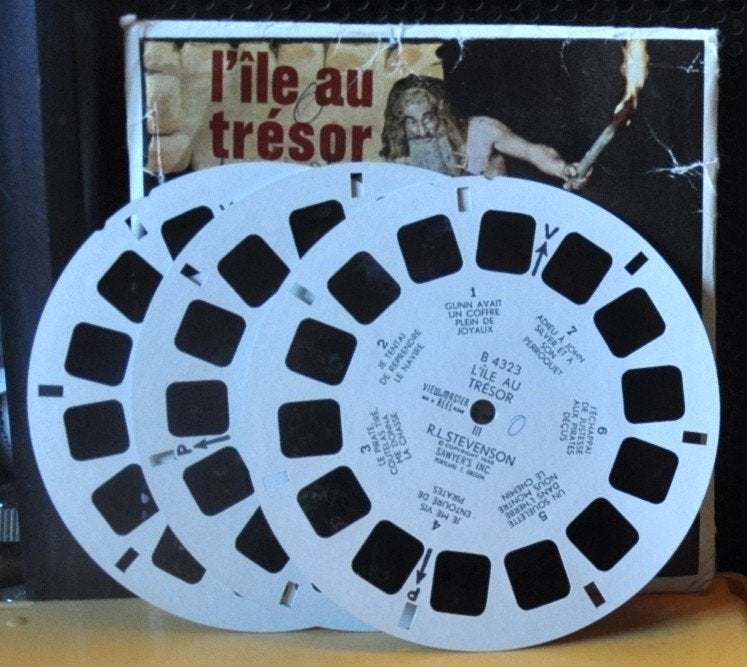 3 disques et livret  view master sawyers l'ile au tresor, Verzamelen, 1960 tot 1980, Gebruikt, Foto, Ophalen of Verzenden