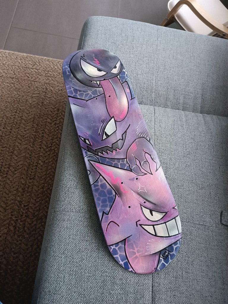 Peinture skate board custom déco, Antiquités & Art, Bois, Enlèvement ou Envoi, Technique mixte, Portrait