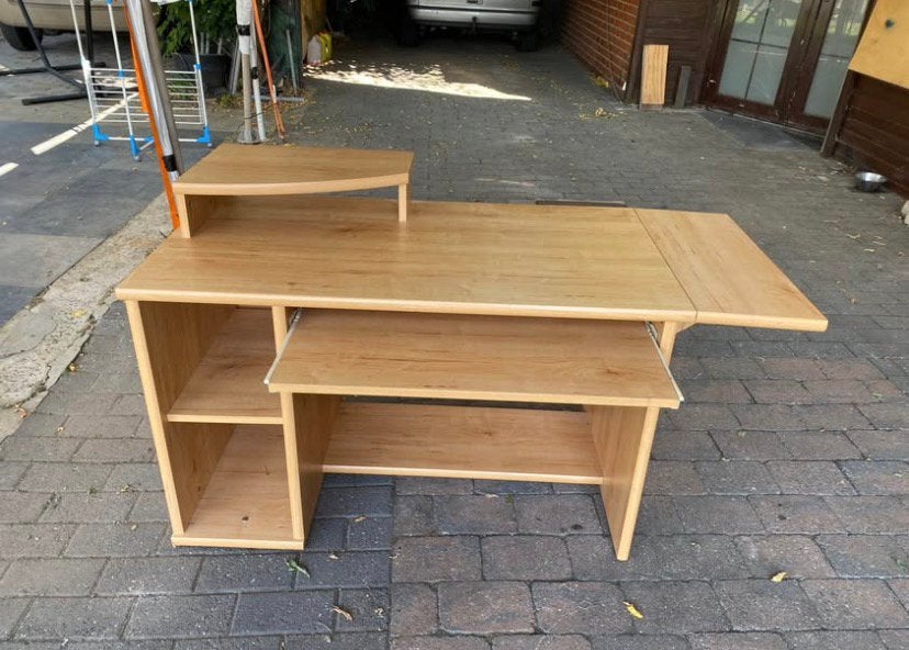 Houten bureau, Huis en Inrichting, Bureaus, Ophalen, Gebruikt, Hout, Schoolbureau