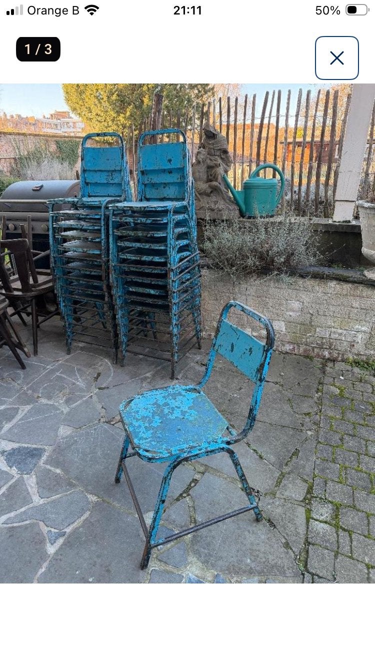 Caféstoelen, Ophalen, Gebruikt, Metaal, Stapelbaar