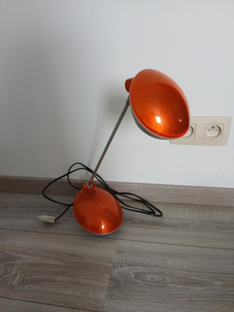 Retro oranje stalamp (nachtkastje), Kunststof, 50 tot 75 cm, Ophalen of Verzenden, Zo goed als nieuw
