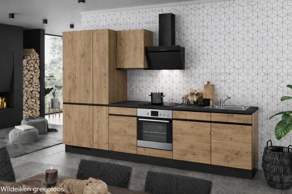 NIEUWE Luxe Moderne Keukens – Wildeiken Look | Compleet, Huis en Inrichting, Keuken | Complete keukens, Nieuw, Enkelwandige keuken