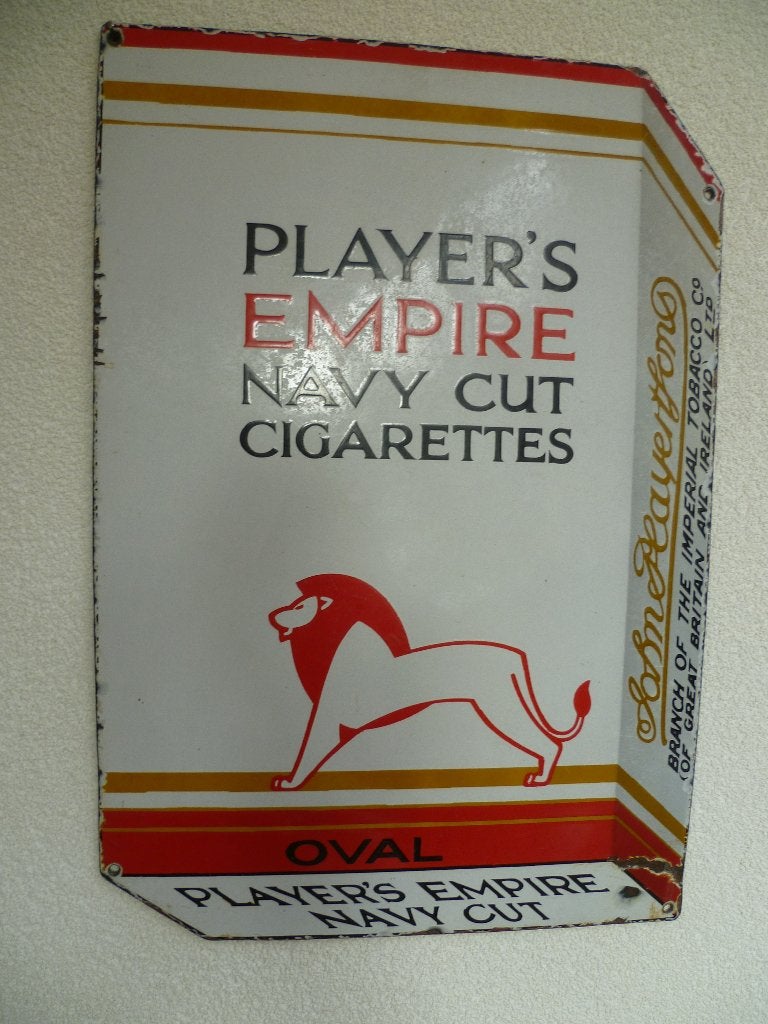 EMAILLE BORD"PLAYER'S EMPIRE NAVY CUT CIGARETTES"JAREN 50/60, Collections, Marques & Objets publicitaires, Enlèvement ou Envoi