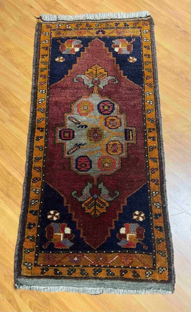 Tapis turc anatolien vintage 100/48 cm, Maison & Meubles, Accessoires pour la Maison | Autre, Utilisé, Multicolore, Vintage, Enlèvement ou Envoi