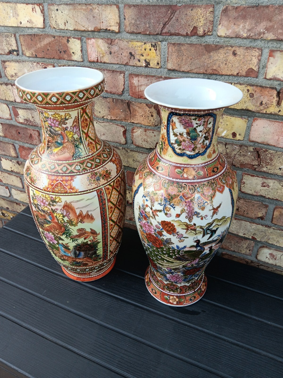Prachtige vintage Chinese vazen-set van 2 Satsuma stijl 1960, Antiek en Kunst, Ophalen