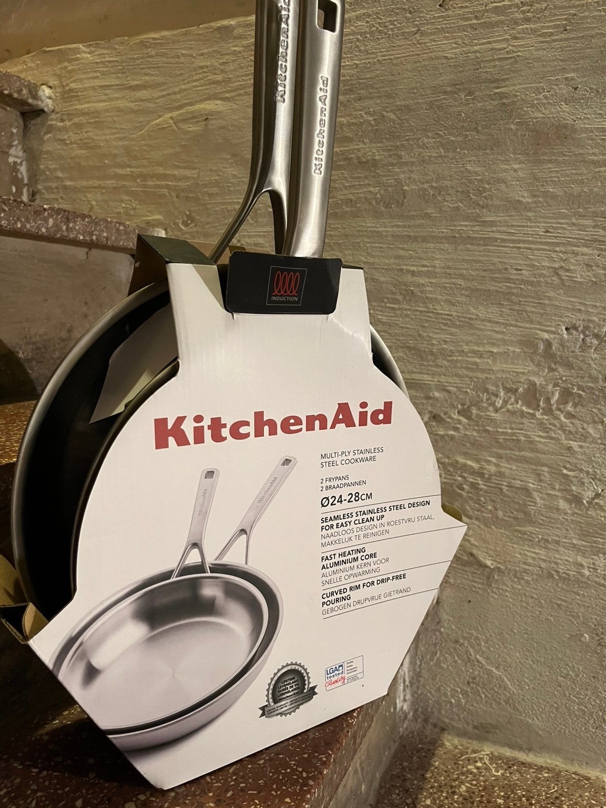 KItchenAid multiply pannenset klein en grote pan, Ophalen of Verzenden, Nieuw, Inox, Pannenset