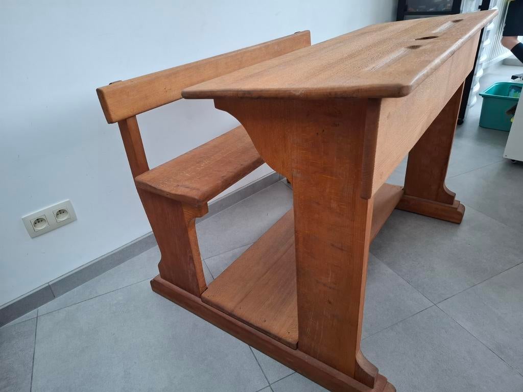 Houten lessenaar, vintage schoolbank, beuk geolied, massief, Ophalen