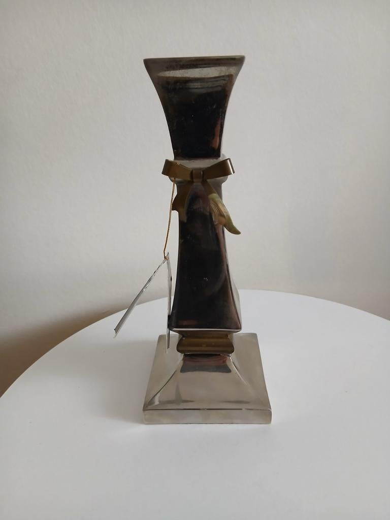 Vintage chique kaarsenhouder - Pewter & Brass - 23cm, Antiek en Kunst, Antiek | Kandelaars, Ophalen