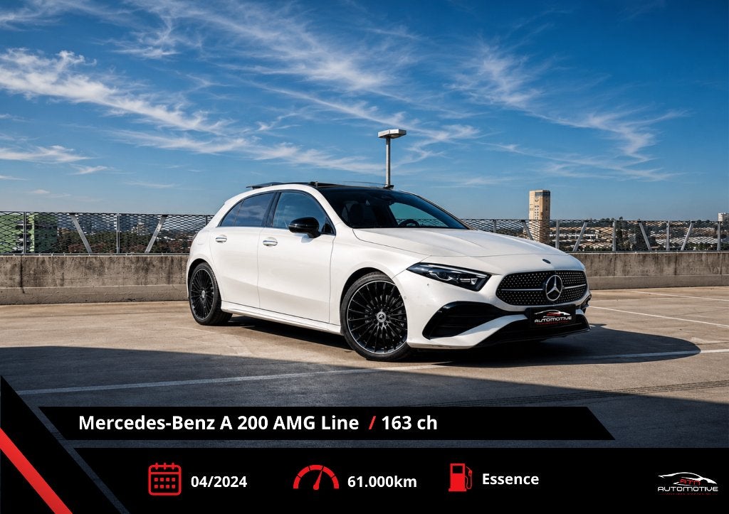 Mercedes-Benz A200 AMG Line | PANO | CARPLAY | 12 M GARANTIE, Auto's, 4 cilinders, Wit, 5 zetels, 5 deurs