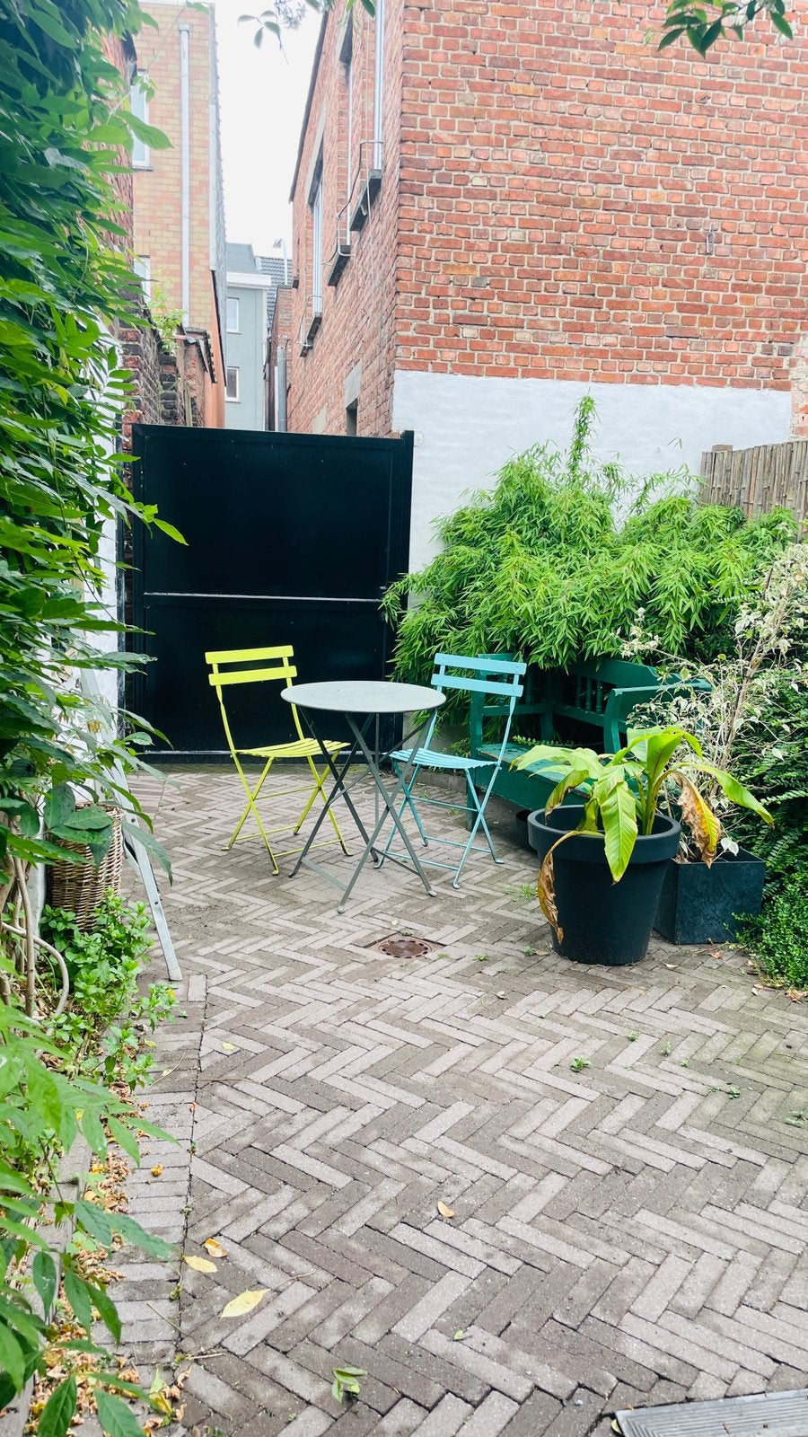 2 stoelen + tafel, Huis en Inrichting, Stoelen, Ophalen, Tuin, Gebruikt, Twee