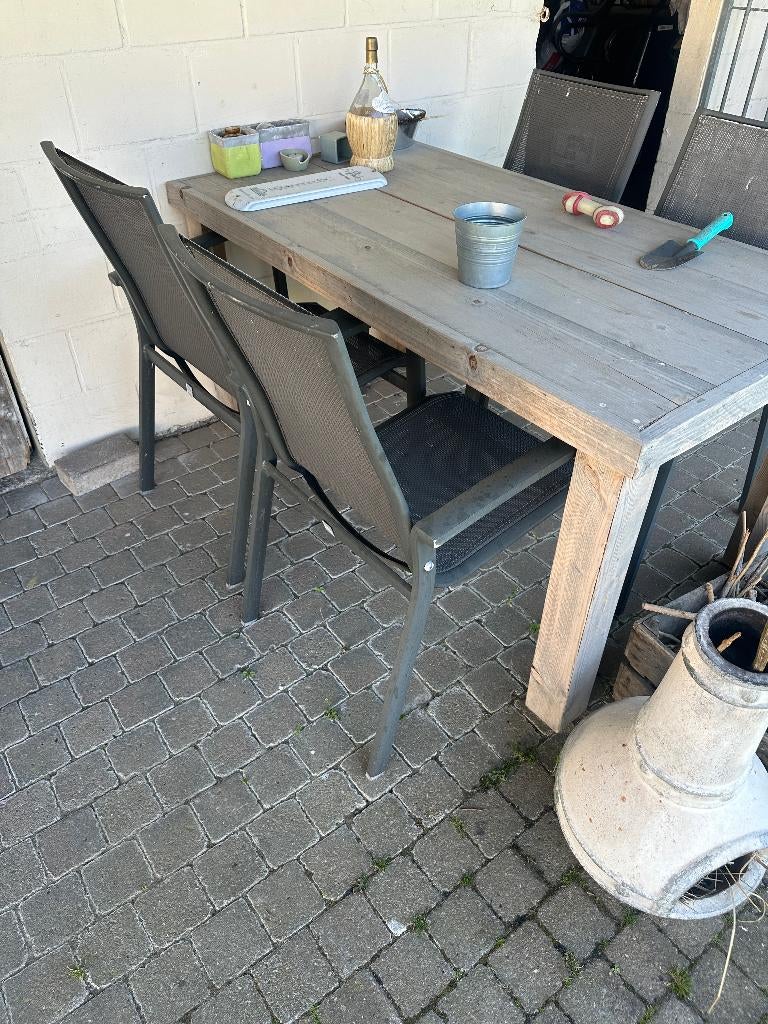 tuintafels met 4 stoelen, Tuin en Terras, Tuintafels, Ophalen, Gebruikt, Rechthoekig, Aluminium