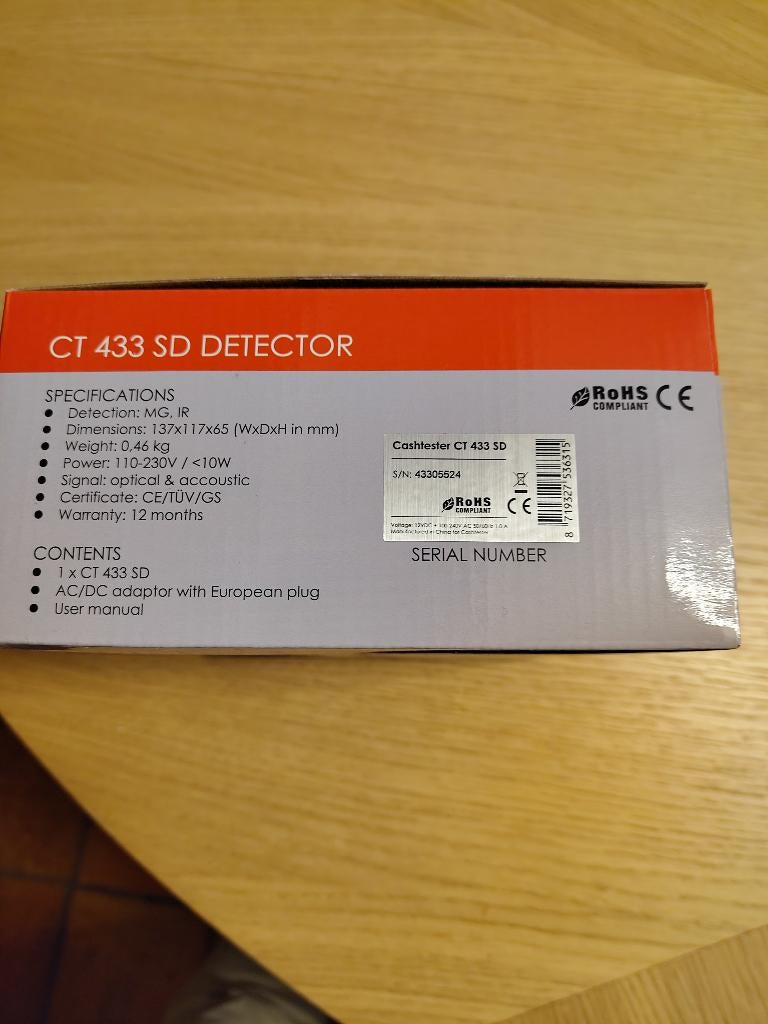cashtester ct 433 sd detector, Electroménager, Enlèvement ou Envoi