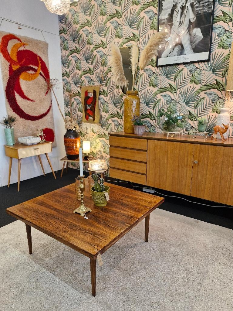 Vintage salontafel palissander 70s, Enlèvement, Utilisé, Carré, Vintage