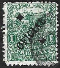 1 Postzegel Uruguay 1907 Runderen met opdruk OFICIAL, Enlèvement ou Envoi, Affranchi, Amérique du Sud