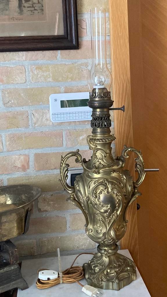 Massief bronzen lamp, Ophalen, Zo goed als nieuw