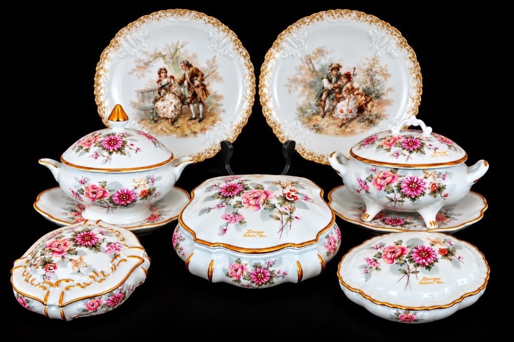 Prachtige 7-delige Limoges porseleinen set, Antiek en Kunst, Ophalen of Verzenden