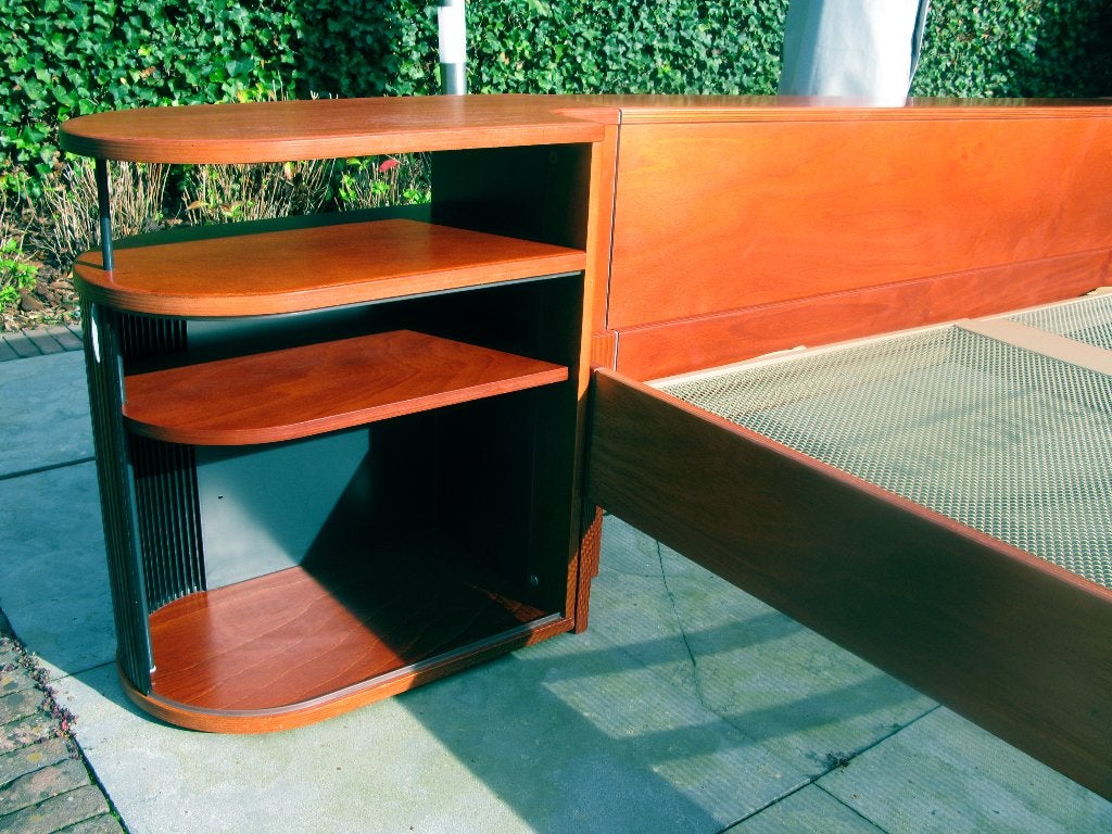 Auping auronde 180 x 200 met achterwand, Ophalen, Gebruikt, Eenpersoons, Bruin