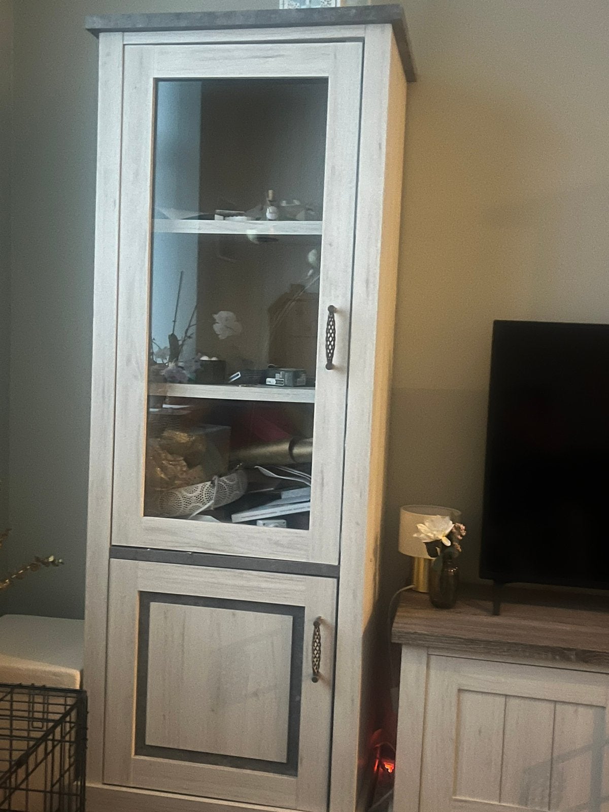 Vitrinekasten, Huis en Inrichting, Ophalen, Gebruikt, 50 tot 100 cm, Landelijk