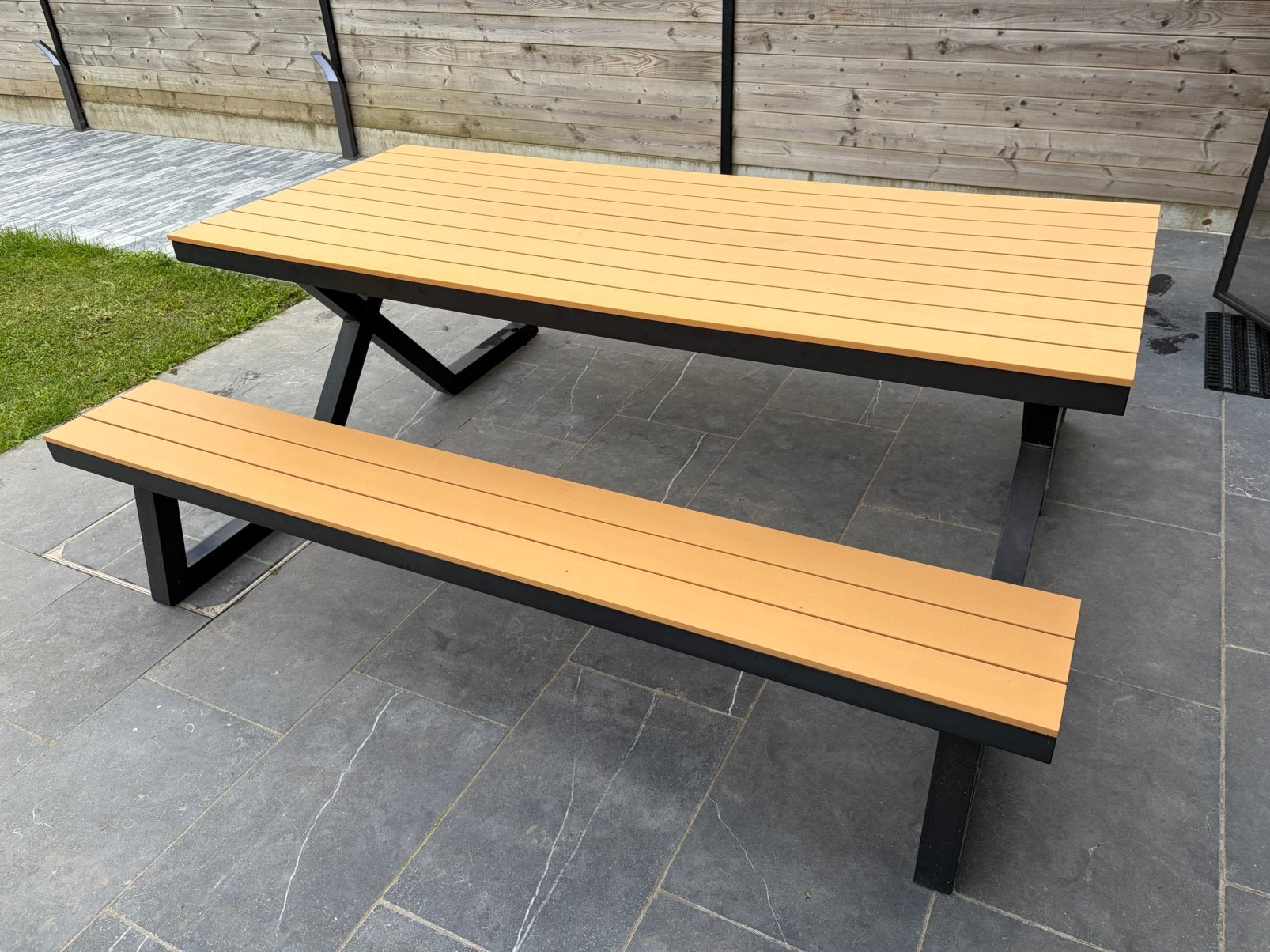 Picknicktafel 6 personen lengte 200, Ophalen, Gebruikt, Rechthoekig, Hout