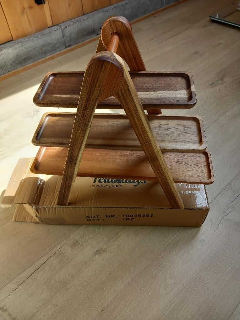 Drielaagse etagère hout, Huis en Inrichting, Keuken | Servies, Ophalen, Nieuw