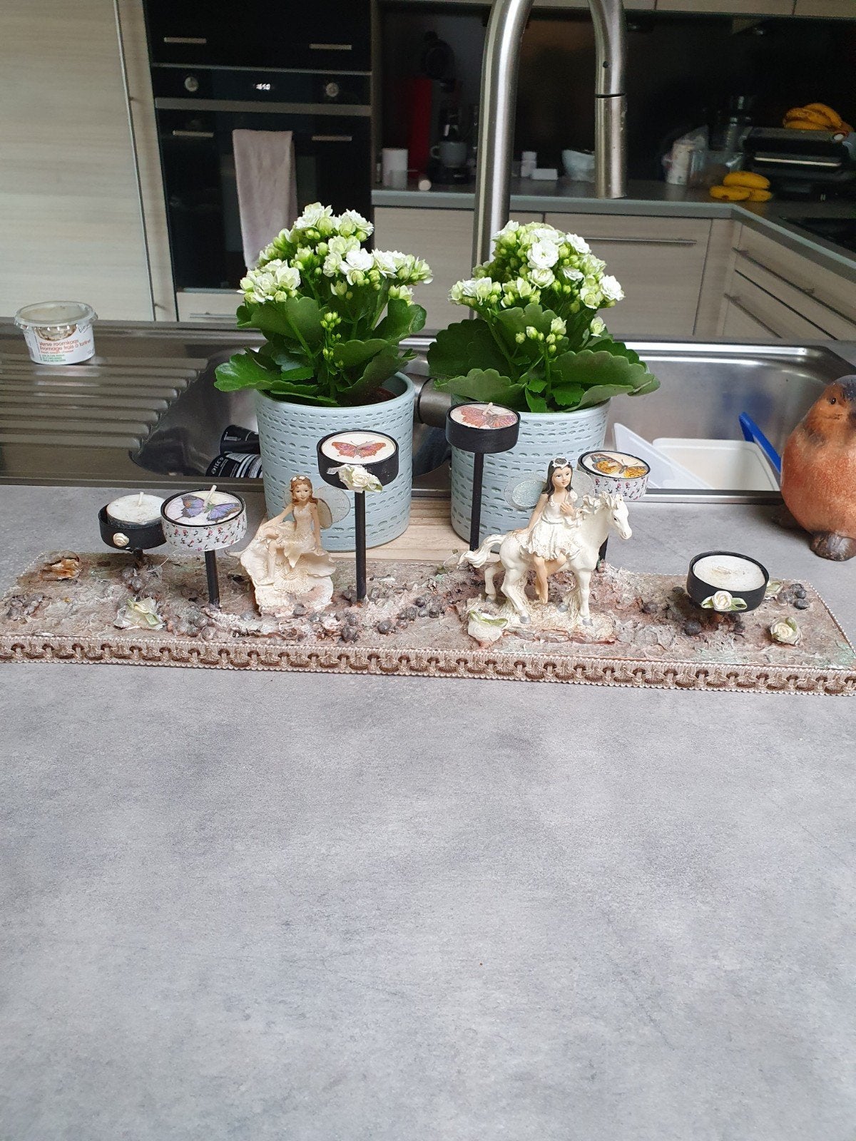 heel mooi groot beeld engelen en paarden en kaarsen 50 cm, Ophalen of Verzenden