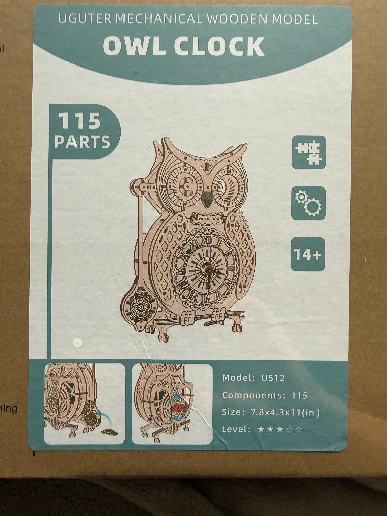 houten 3D puzzel - uil klok, Hobby en Vrije tijd, Ophalen of Verzenden, Nieuw
