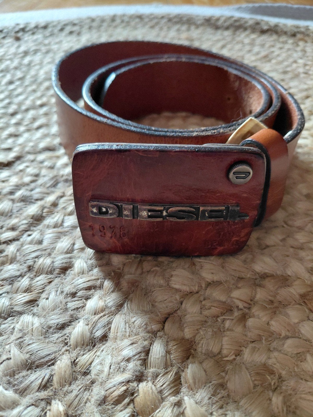 Ceinture Diesel vintage – cuir brun – boucle “Only The Brave, Ophalen, Bruin, Riem of Ceintuur
