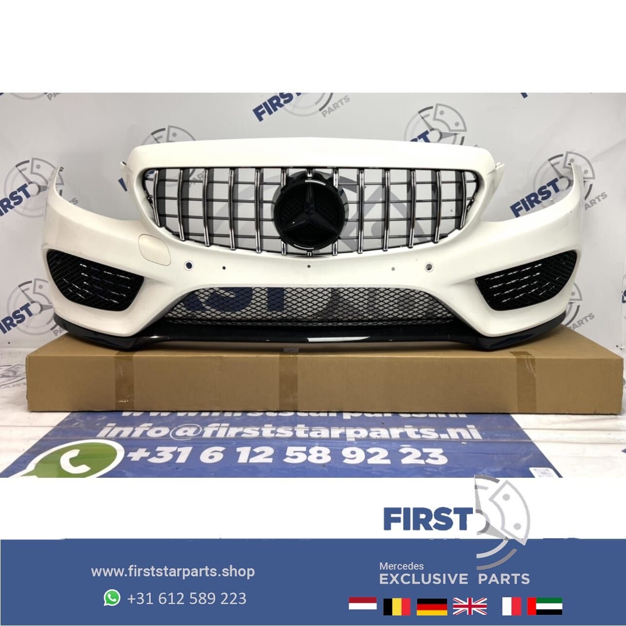 W205 S205 GT AMG VOORBUMPER WIT COMPLEET origineel Mercedes, Gebruikt, -, Voor, Ophalen of Verzenden