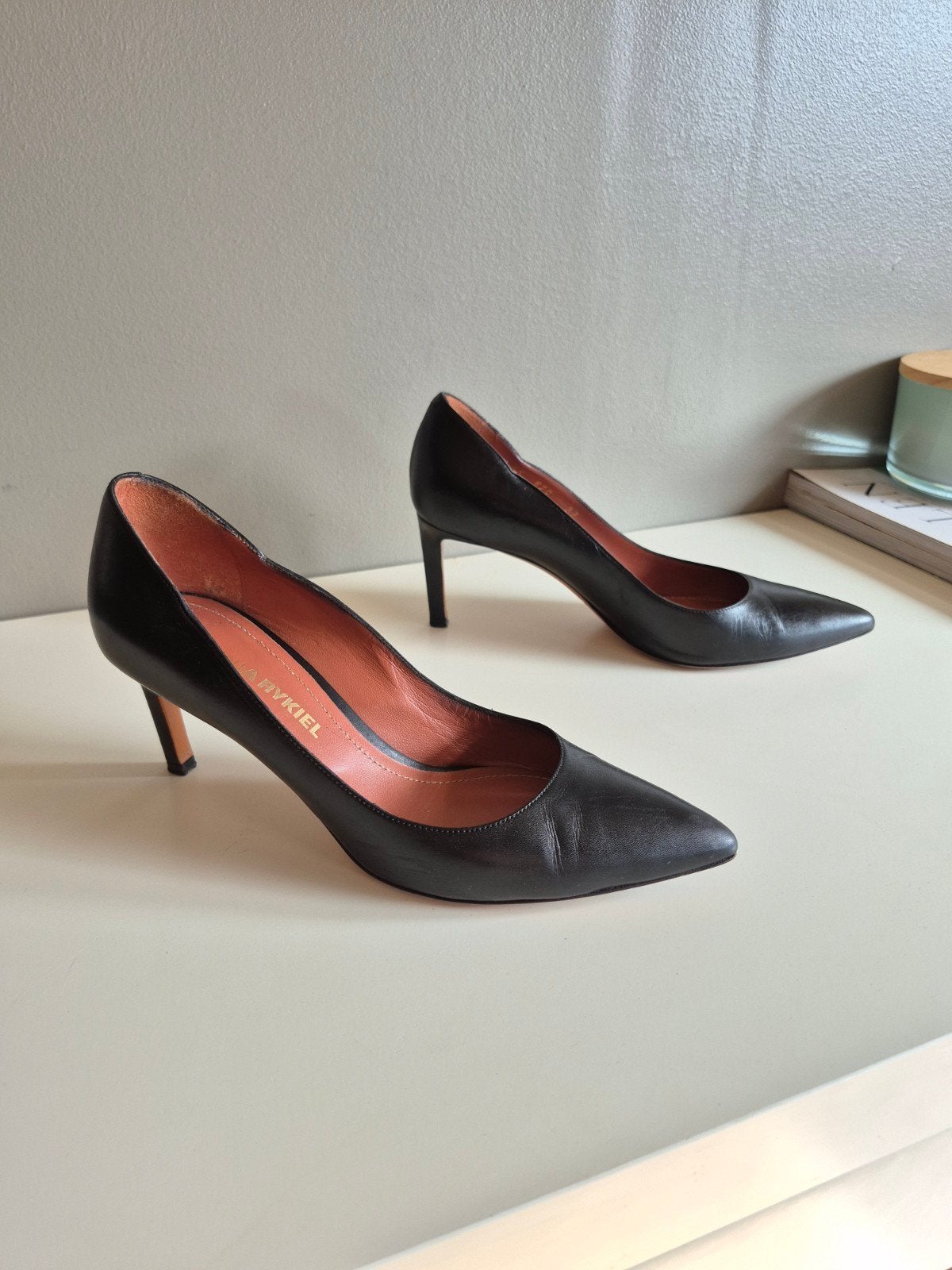 Escarpins en cuir noirs Sonia Rykiel pointure taille 37, Enlèvement ou Envoi, Rouge, Escarpins