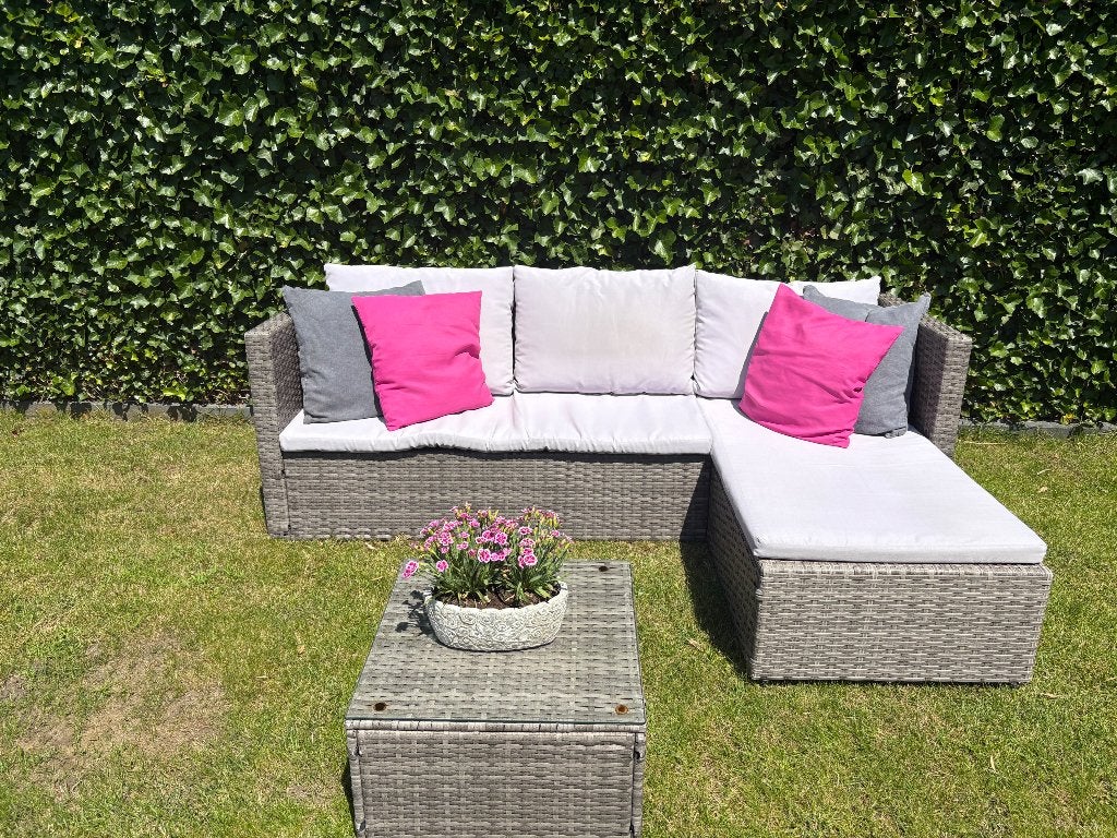 Loungeset, Tuin en Terras, Ophalen, 4 zitplaatsen, Kunststof, Gebruikt