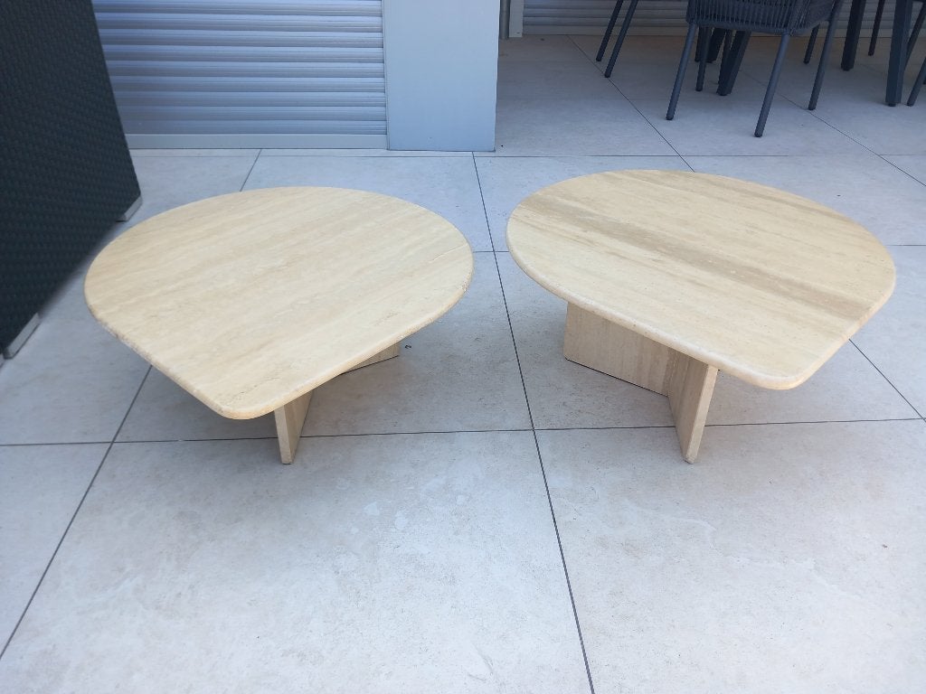 2 tables basses en travertin, Maison & Meubles, Tables | Tables d'appoint, Enlèvement ou Envoi
