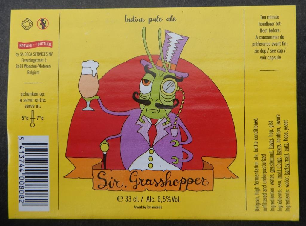 Étiquette de bière Sir Grasshopper Br SA DECA Services (9s6), Envoi, Utilisé
