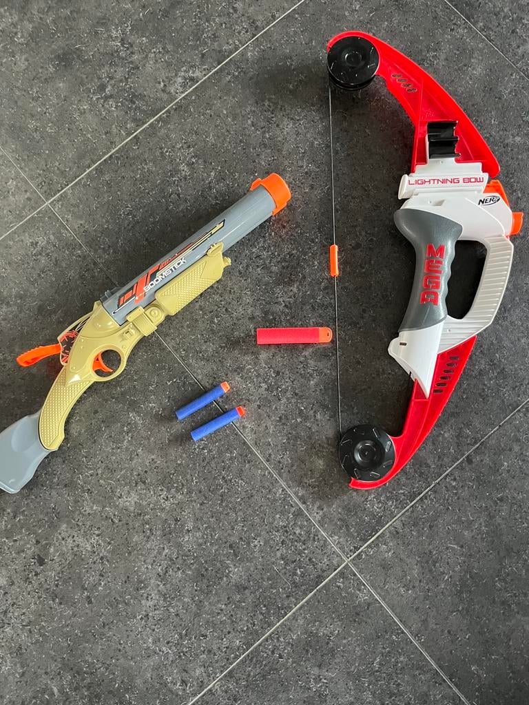 Nerf arc a flèche Mega lighning box & fusil Lanard boomstick, Enlèvement ou Envoi, Comme neuf