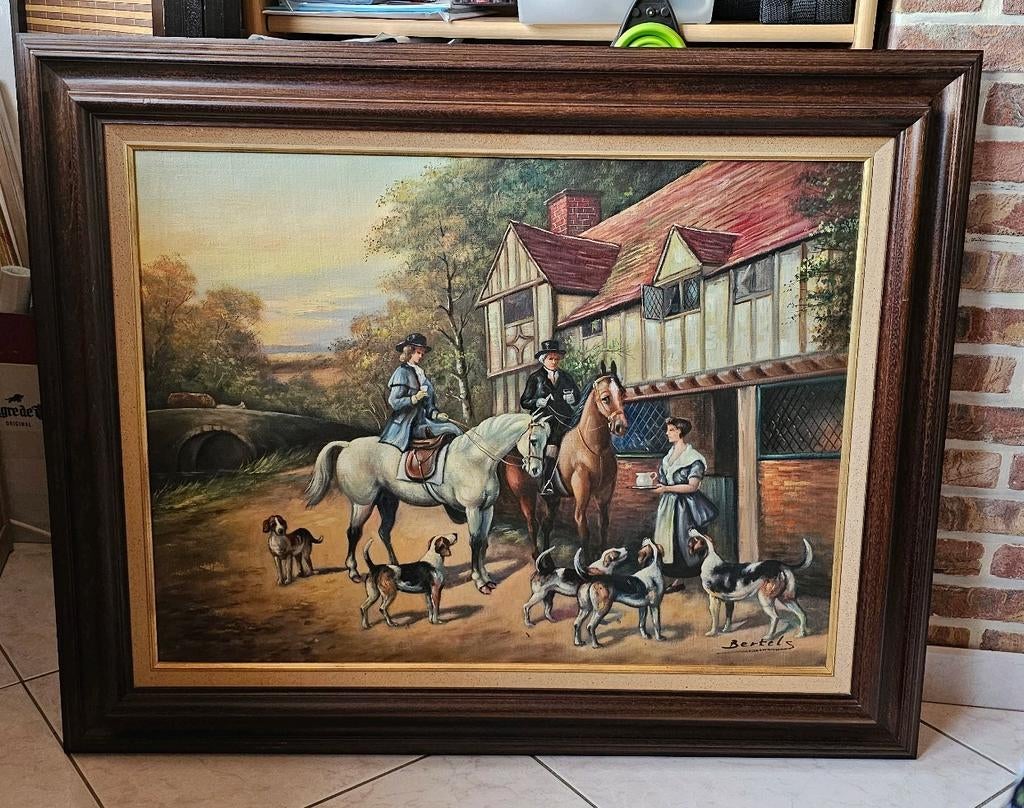 Vintage schilderij bertels klee jachttafereel de coninck, Ophalen