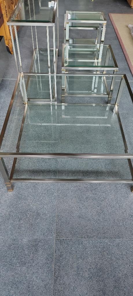 salontafel / bijzettafels / console glas, Ophalen, Vierkant, Zo goed als nieuw, Glas