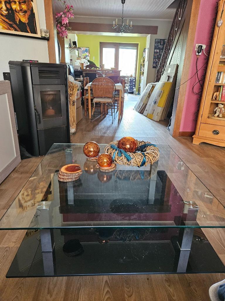 Salontafel met glazen, Huis en Inrichting, Tafels | Salontafels, Ophalen, Vierkant, Modern, Minder dan 50 cm
