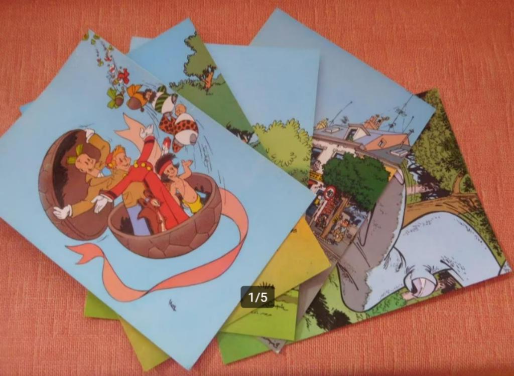 5 cartes postales Spirou, Collections, Envoi, Non affranchie, Autres thèmes