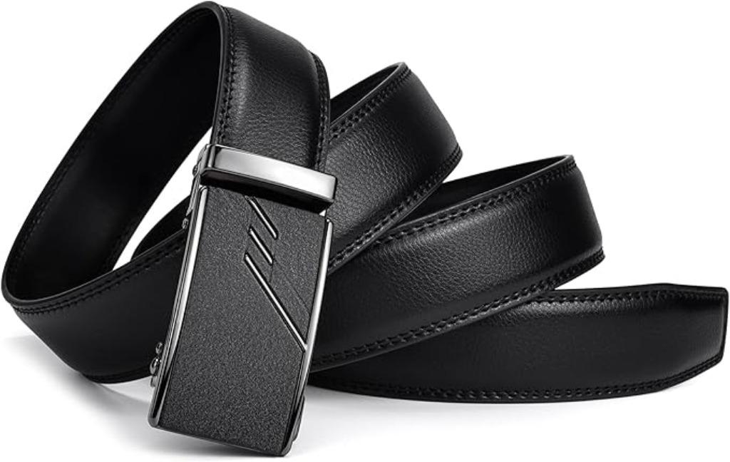 Ceinture pour homme | noire | cuir | avec cliquet | Nouveau, Neuf, Feflo, Cuir véritable, -