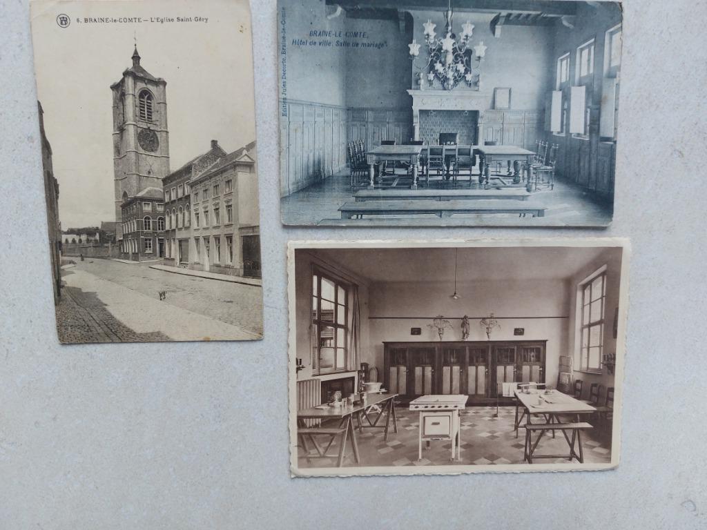 3 oude postkaarten van Braine le Comte, Collections, Envoi