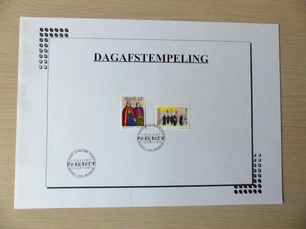 1999 : Timbres 2823/24 Folklore - 1ier jour, Timbres & Monnaies, Timbres | Europe | Belgique, Affranchi, Enlèvement ou Envoi