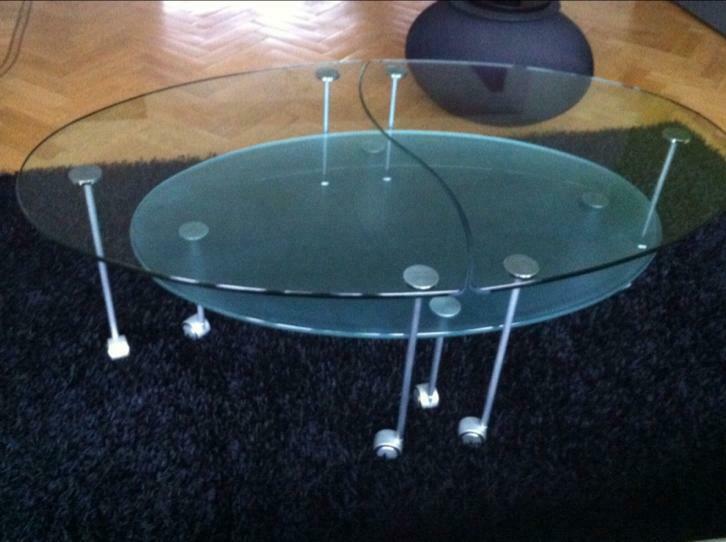Table de salon ovale, 100 à 150 cm, Moins de 50 cm, Verre, Comme neuf